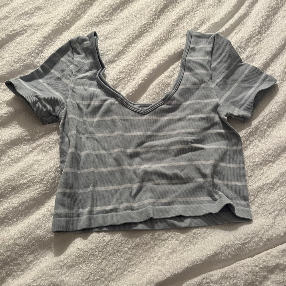 Gray Striped Women's Top